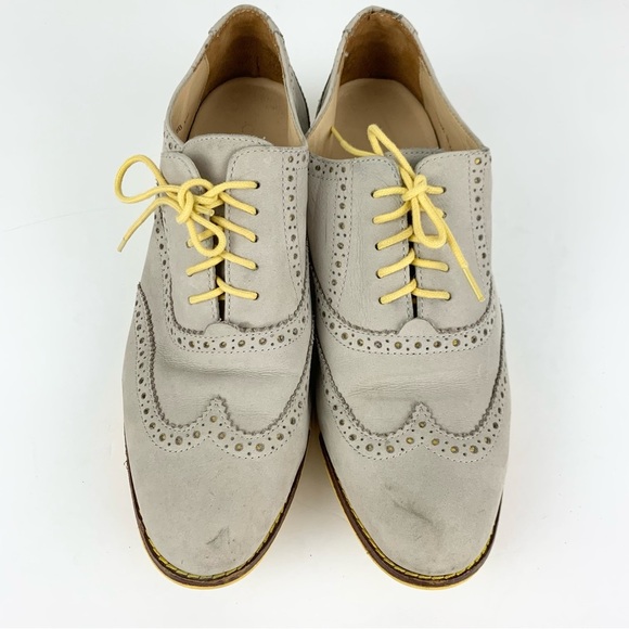 Cole Haan Gramercy Oxford Wingtip Laced Loafer Grey Suede Leather Shoes 8 - Picture 5 of 12